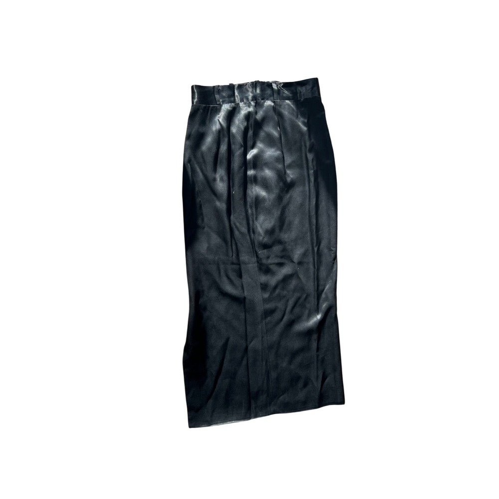 Norma Kamali Black Rayon Acetate Pencil Skirt High Waist‎ Slit Women's Size 8